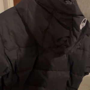 Svart pufferjacka med huva - Säljer en svart pufferjacka från Didriksons med huva och quiltad design. Jackan har en stilren look och är perfekt för kalla dagar. Klassisk logga på axeln och generös passform.