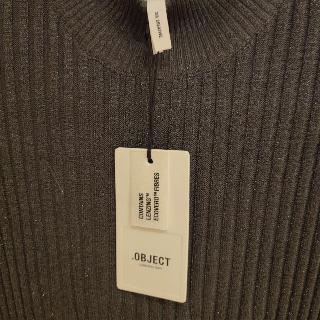 Mörkgrå ribbad långklänning Object - 3