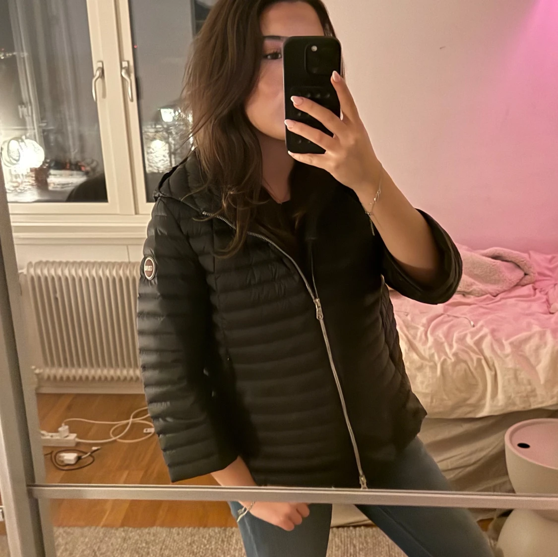 Svart Colmar dunjacka med huva trekvartsärmad  - 3