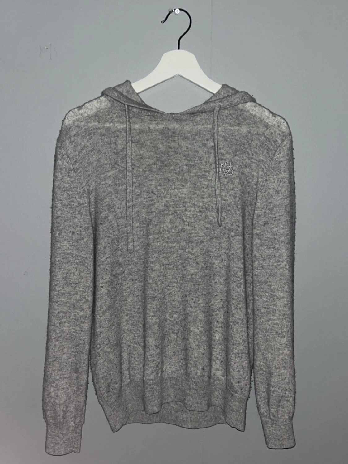 Grå Kashmir hoodie med huva