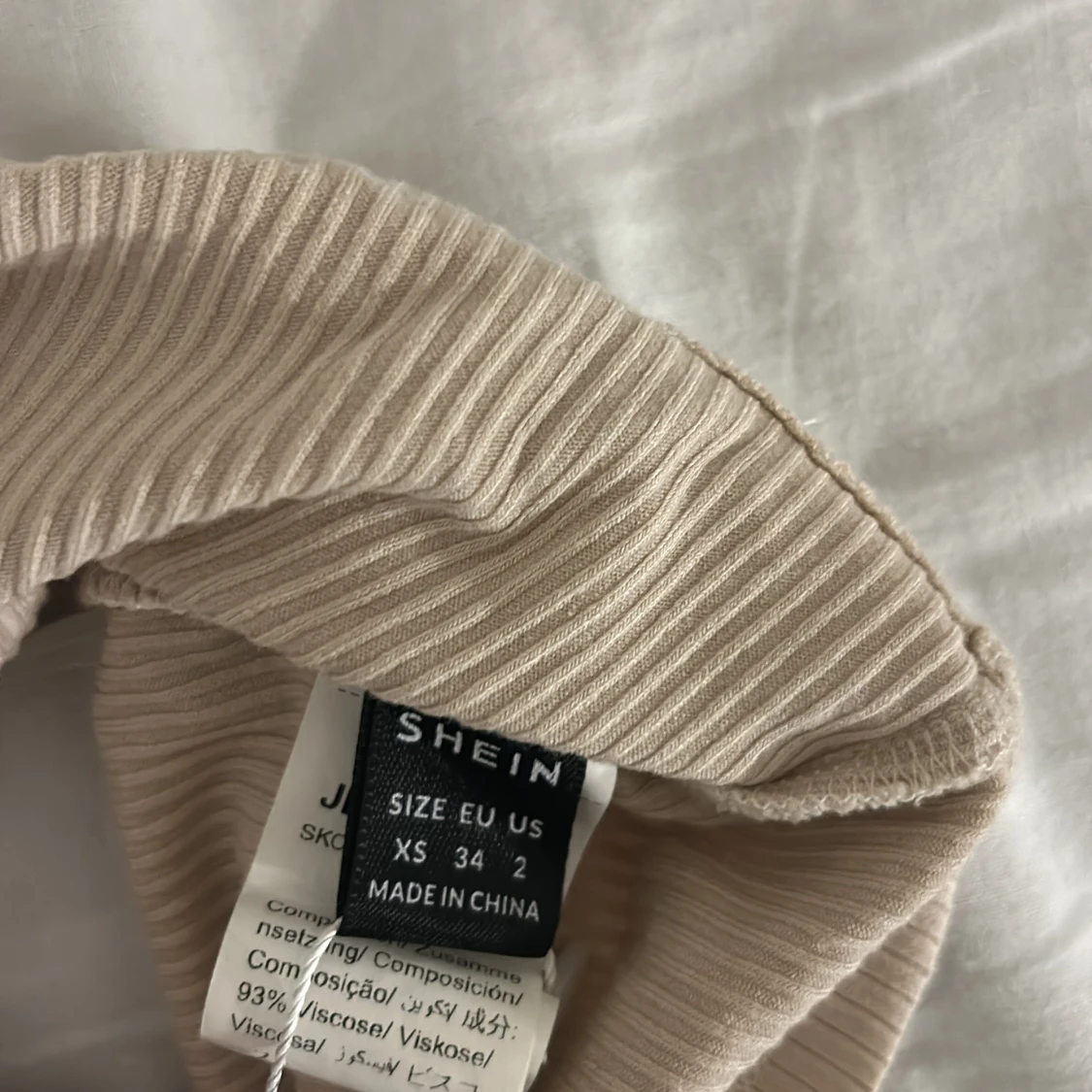 Beige ribbad bandeau tubtopp från SHEIN - 3