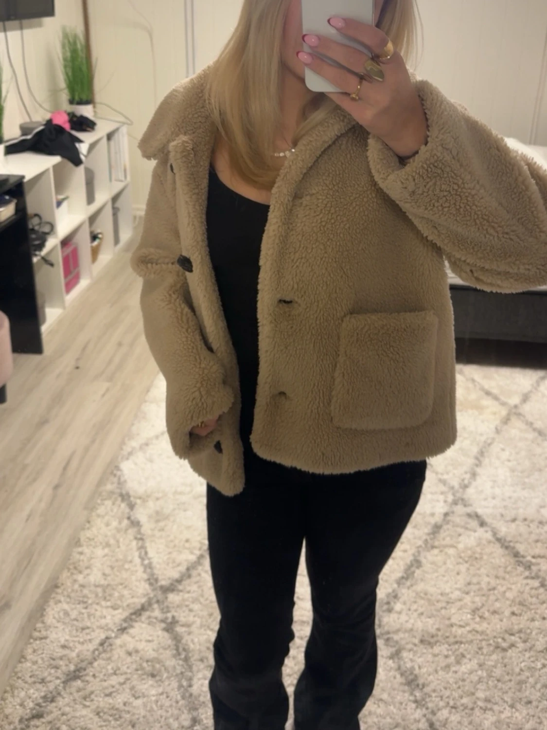 Beige teddyjacka från Zara, S - 2