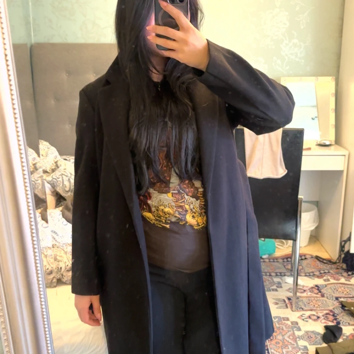 Svart kappa från ONLY med bälte - 1