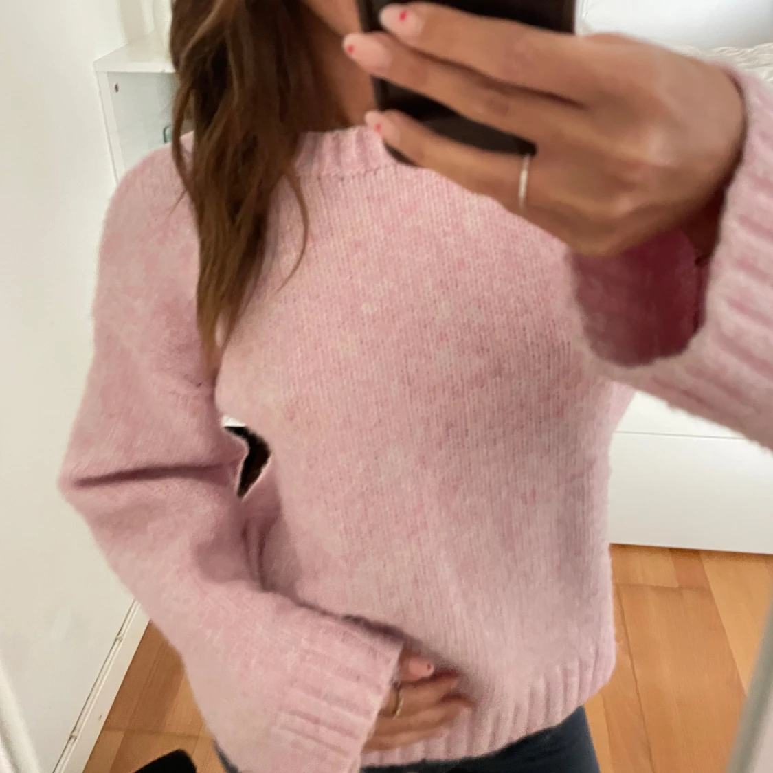 Rosa stickad tröja  - 1