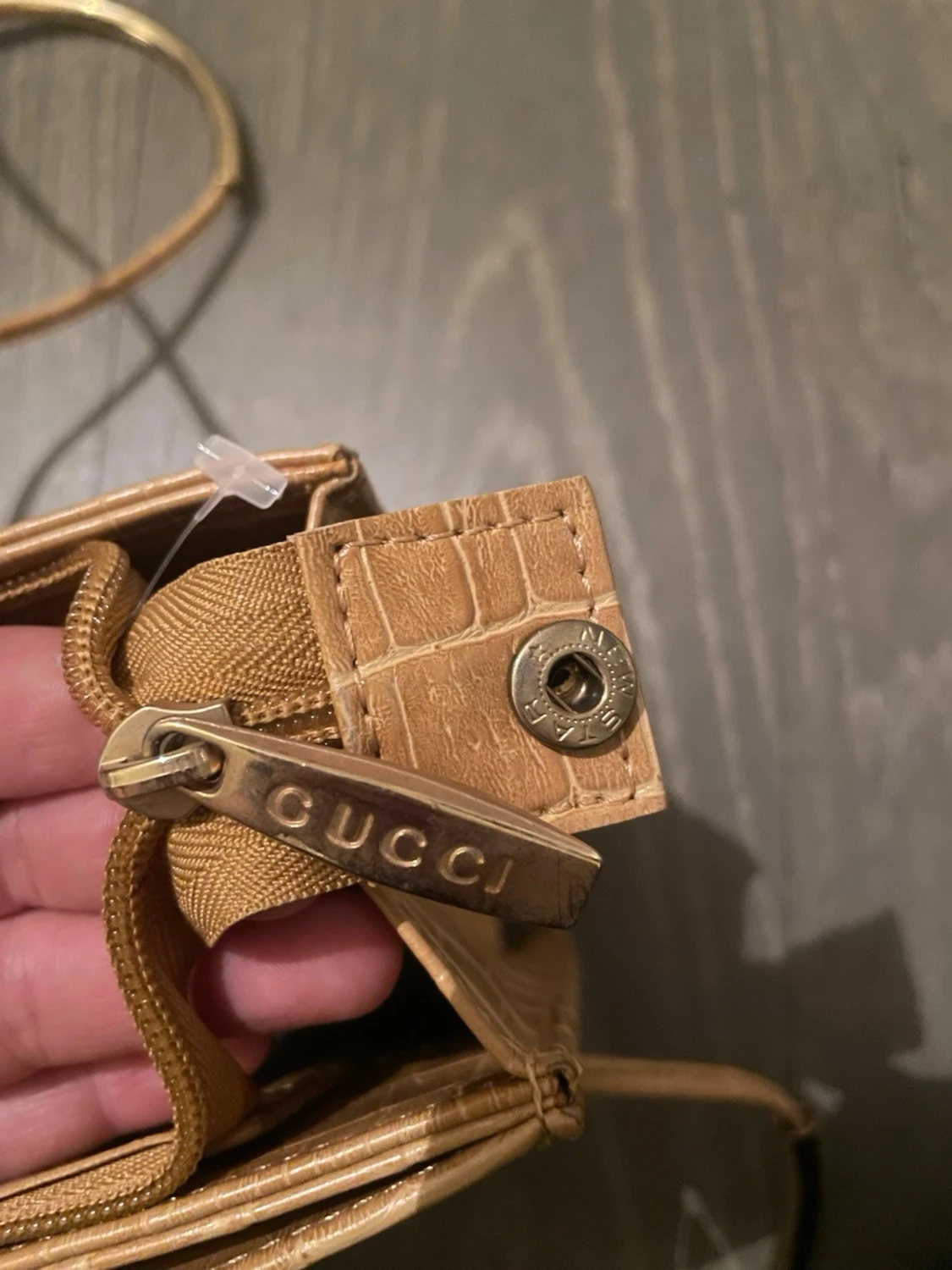 Beige axelväska  i skinn - 5