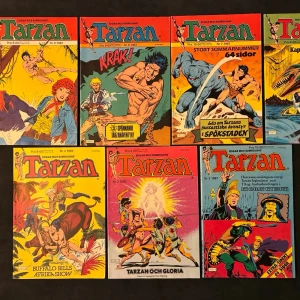 Blandade serietidningar - Pris per styck! - Säljer en hel del serietidningar i väldigt bra skick. Många av alla Spindelmannen och Tarzan tidningarna är arkivex. Många av tidningarna har fortfarande kvar sina poster, affischer osv. Riktigt bra kvalité, olästa och toppskick! Kolla bild eller fråga om mer bilder. Skruv till mig vilken/vilka tidning/tidningar du är intresserad av så löser jag även pris. Tintin är första upplagan, båda böckerna. Första numret av flash. Extremt svårt nummer. Spindelmannen Redclown. 