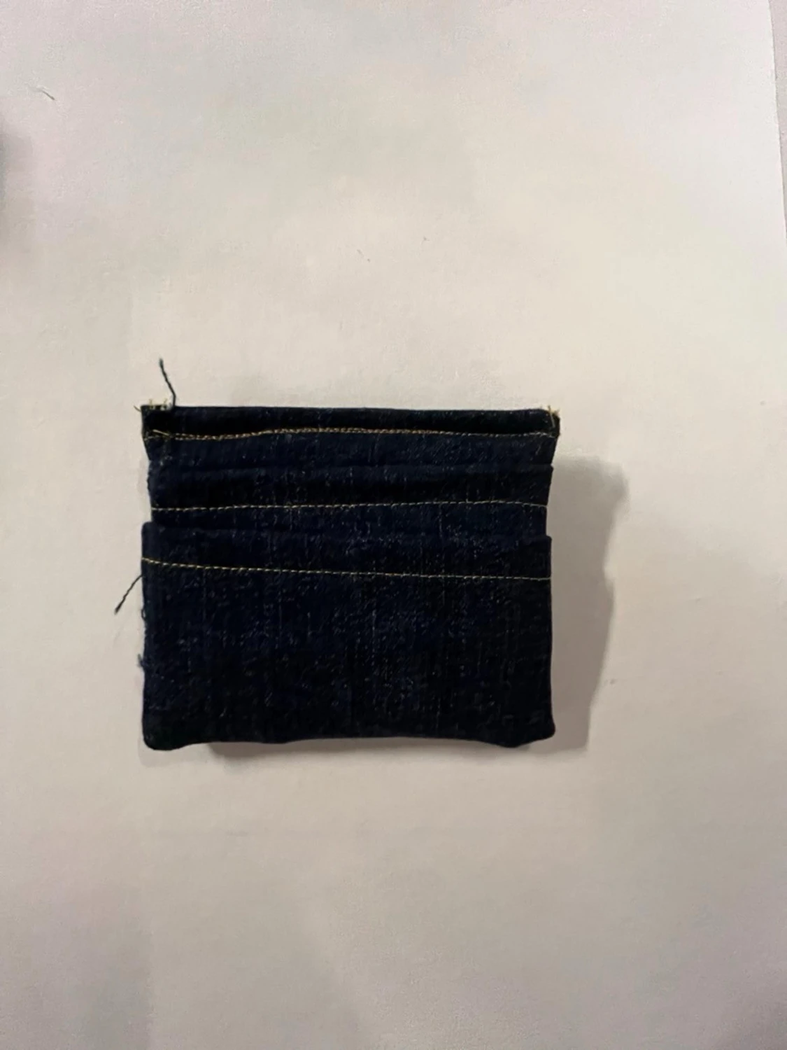 Mörkblå jeansplånbok med sömmar - 1