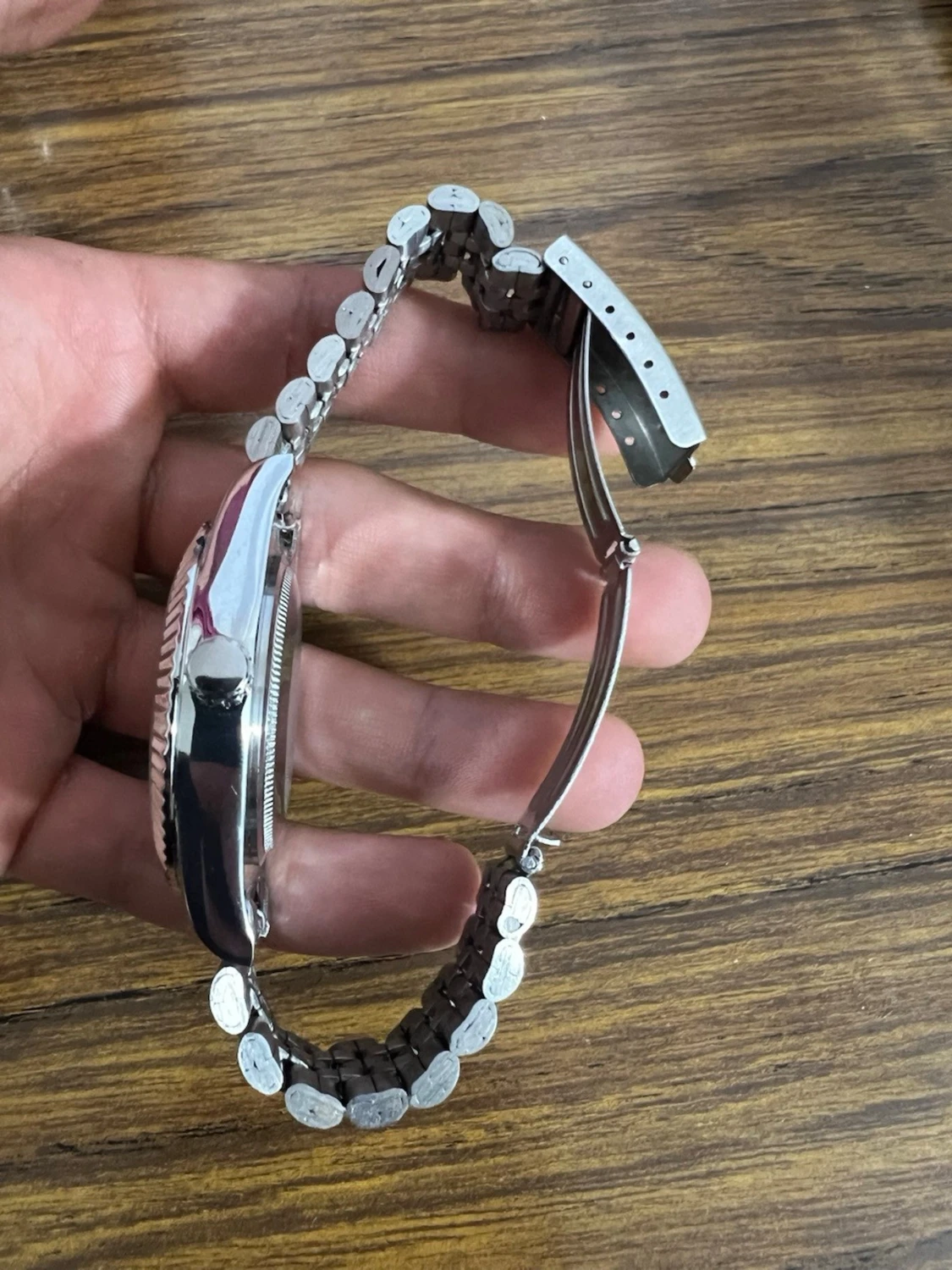 Silver clocka med blå urtavla - 2