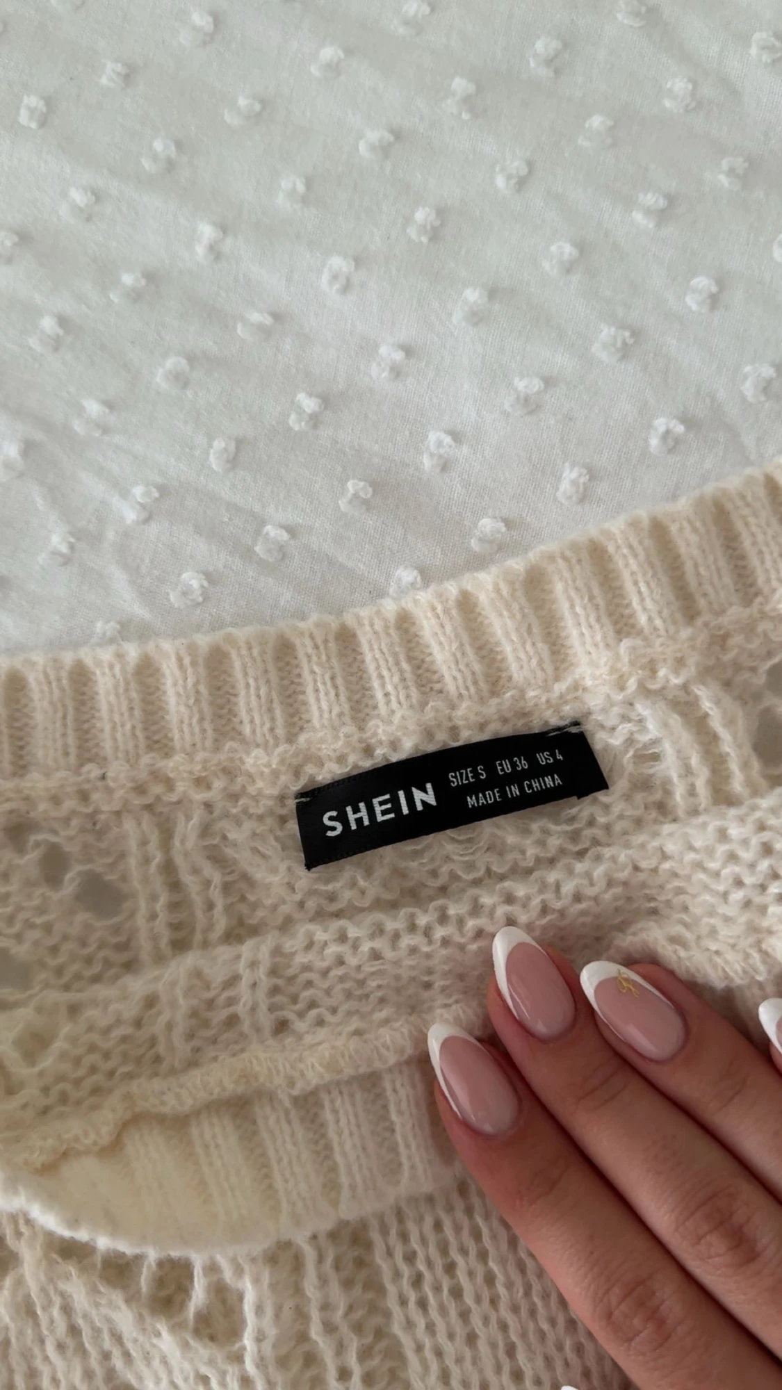  Beige croppad stickad tröja Shein - 1