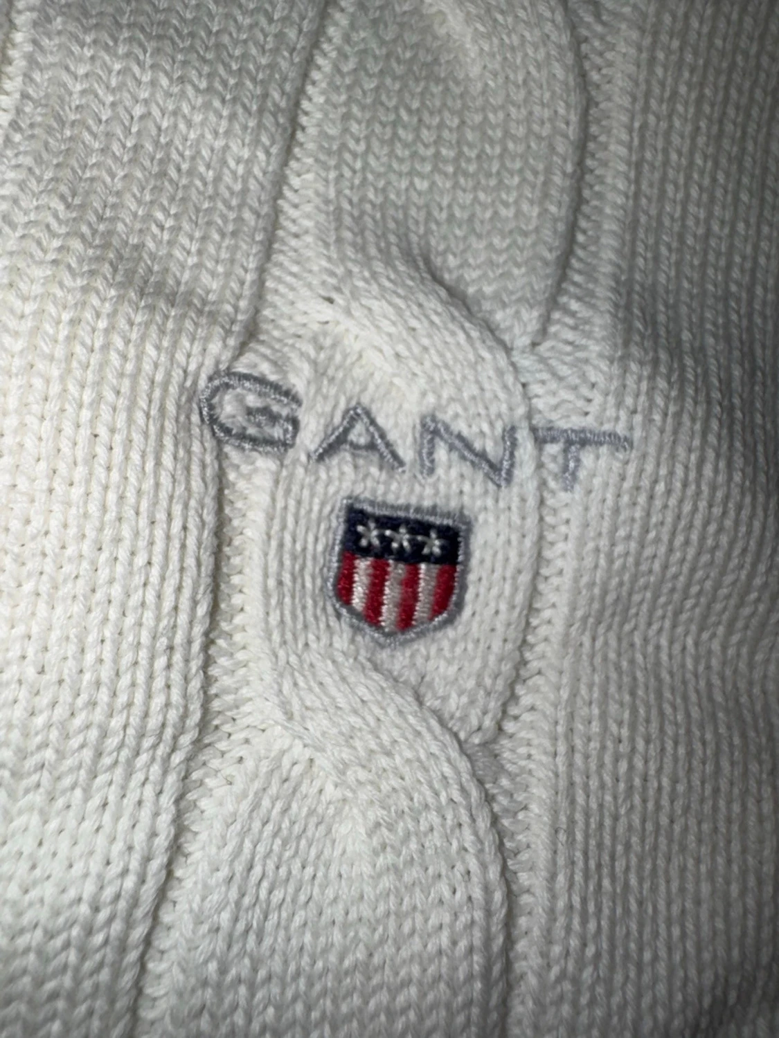 Vit kabelstickad tröja från Gant XS - 1