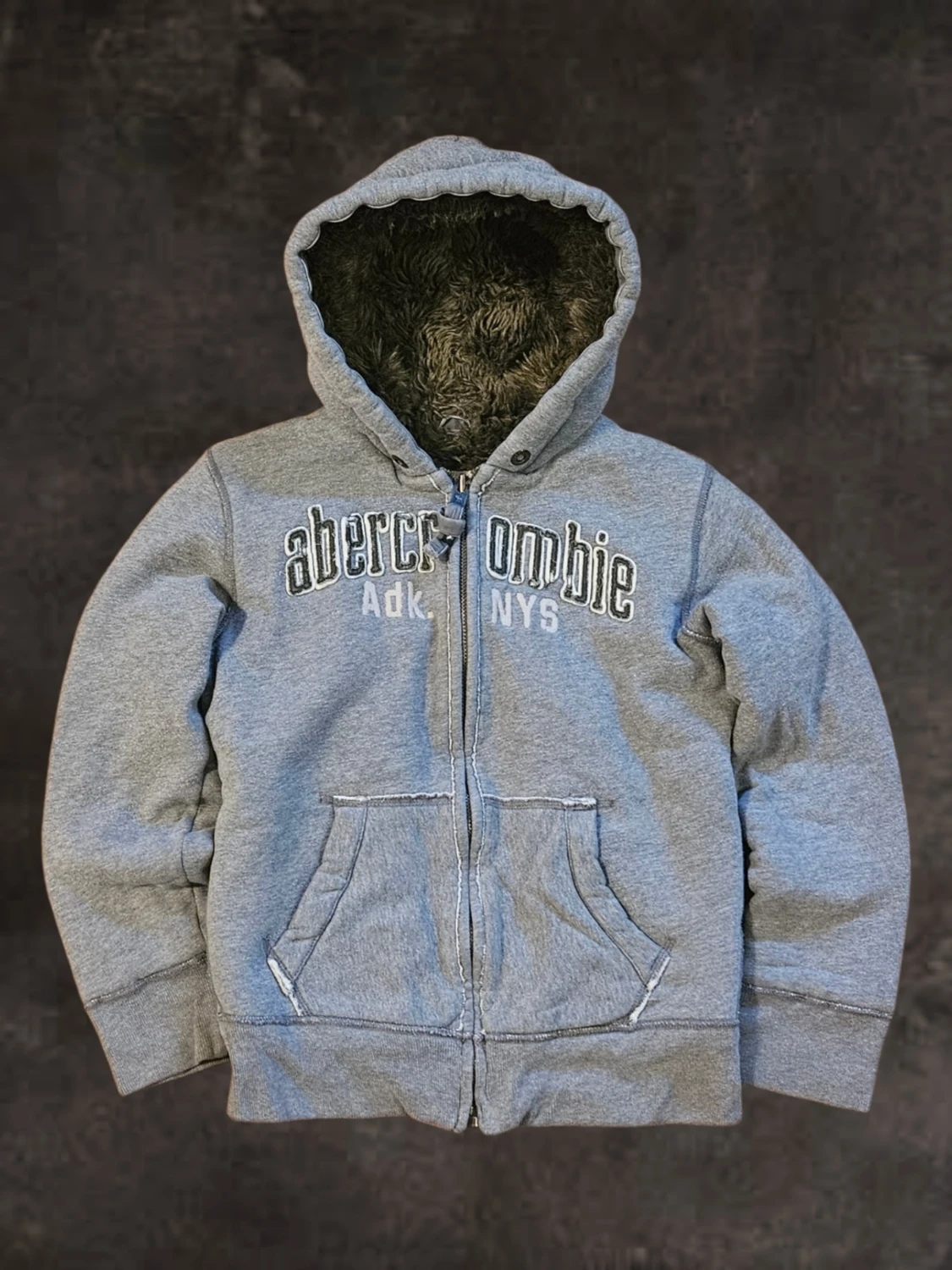 RARE Vintage Abercrombie and Fitch Wolf Jaw Jacket Hoodie Archive Fur Grisch Y2K Niche - 1