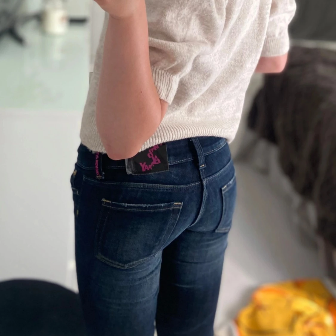 Mörkblå bootcut jeans  - 1