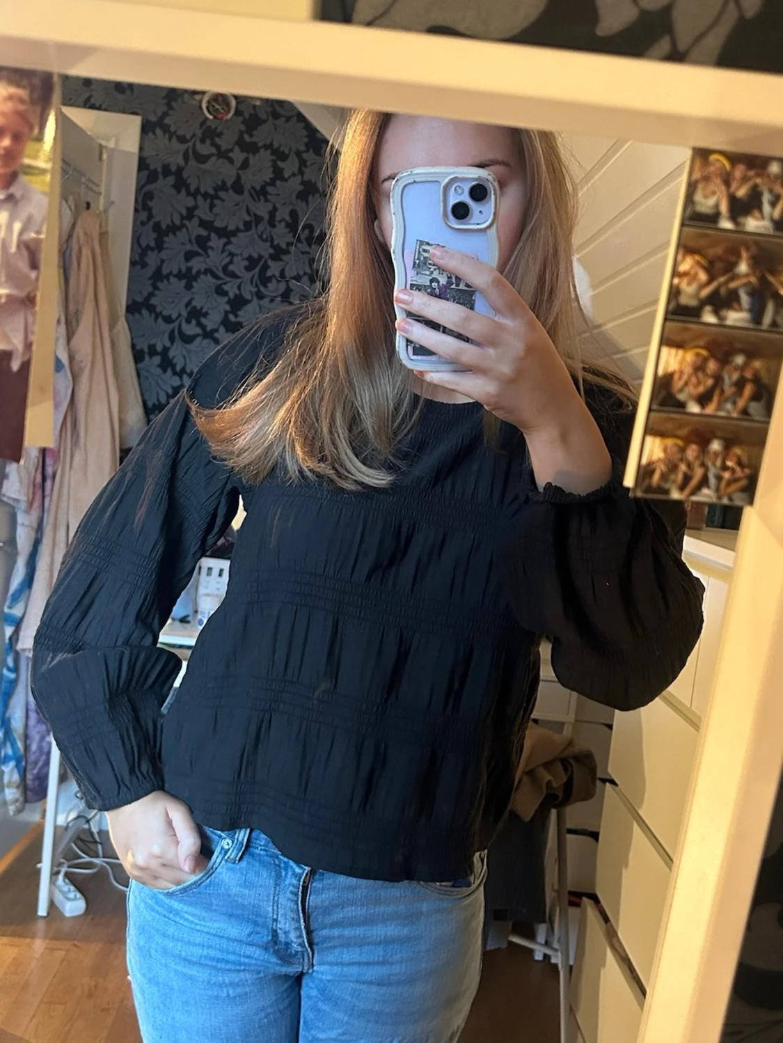 Svart långärmad topp