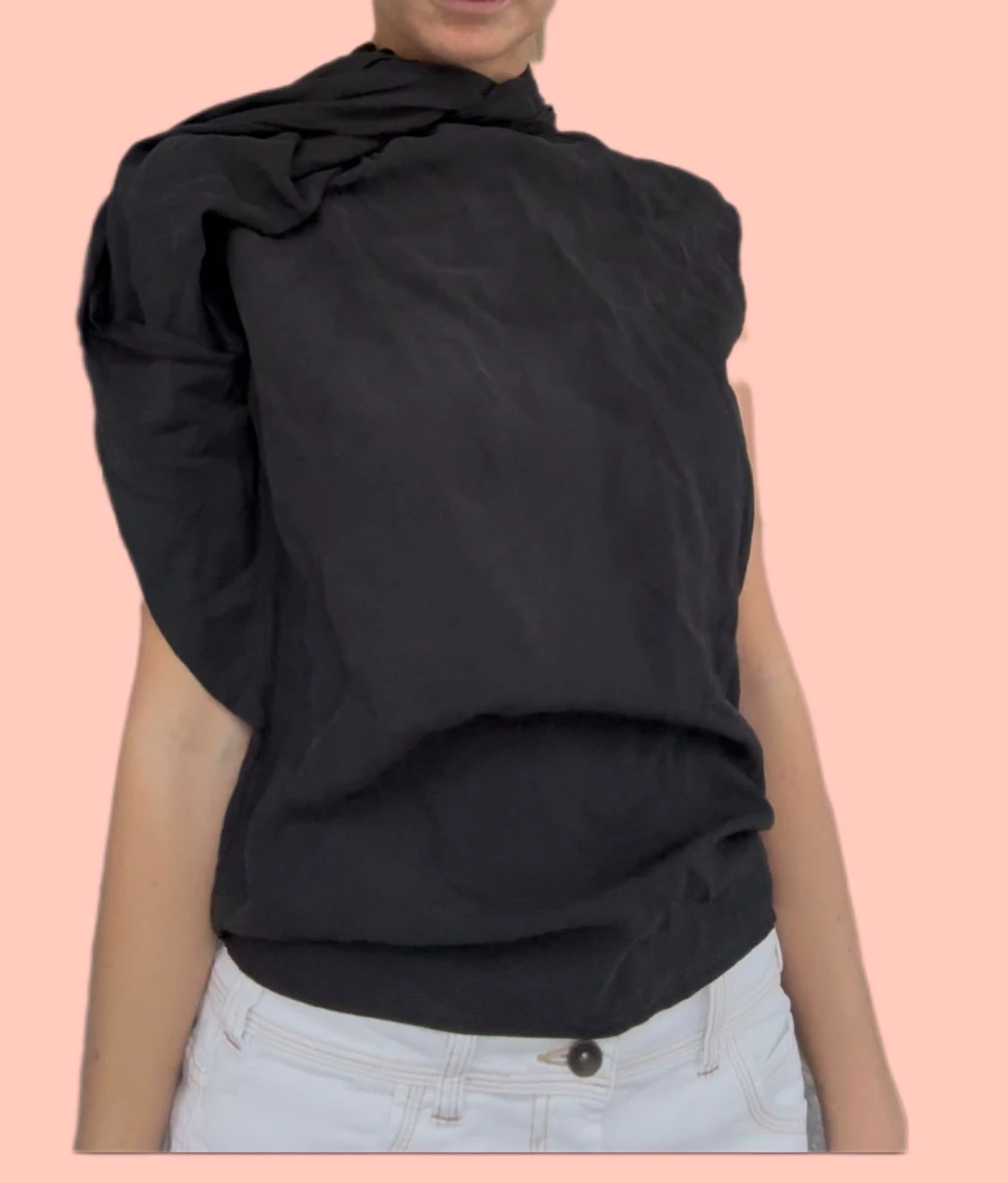 Svart sidenblus 100% silke/siden  - 1