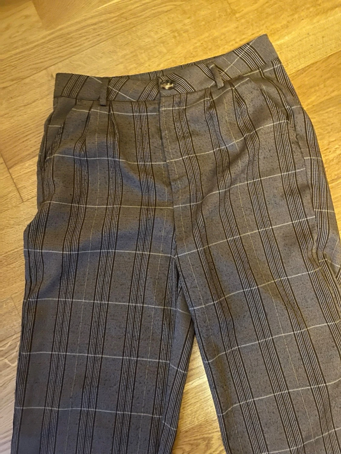 Bruna rutiga kostymbyxor  - 3