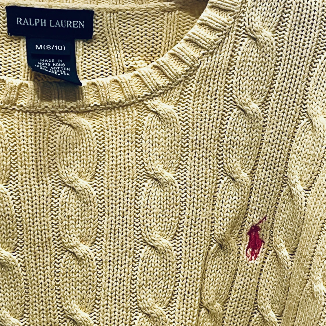 Kabelstickad beige tröja Ralph Lauren - 1
