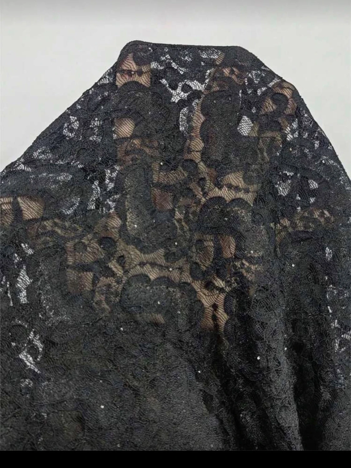 Svart lång spetsklänning - 4