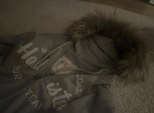 Hollister Zip Up - Den är använd! Den har inga hål eller fläckar men jag har sytt in den lite själv så man ser tråden lite där bak💕