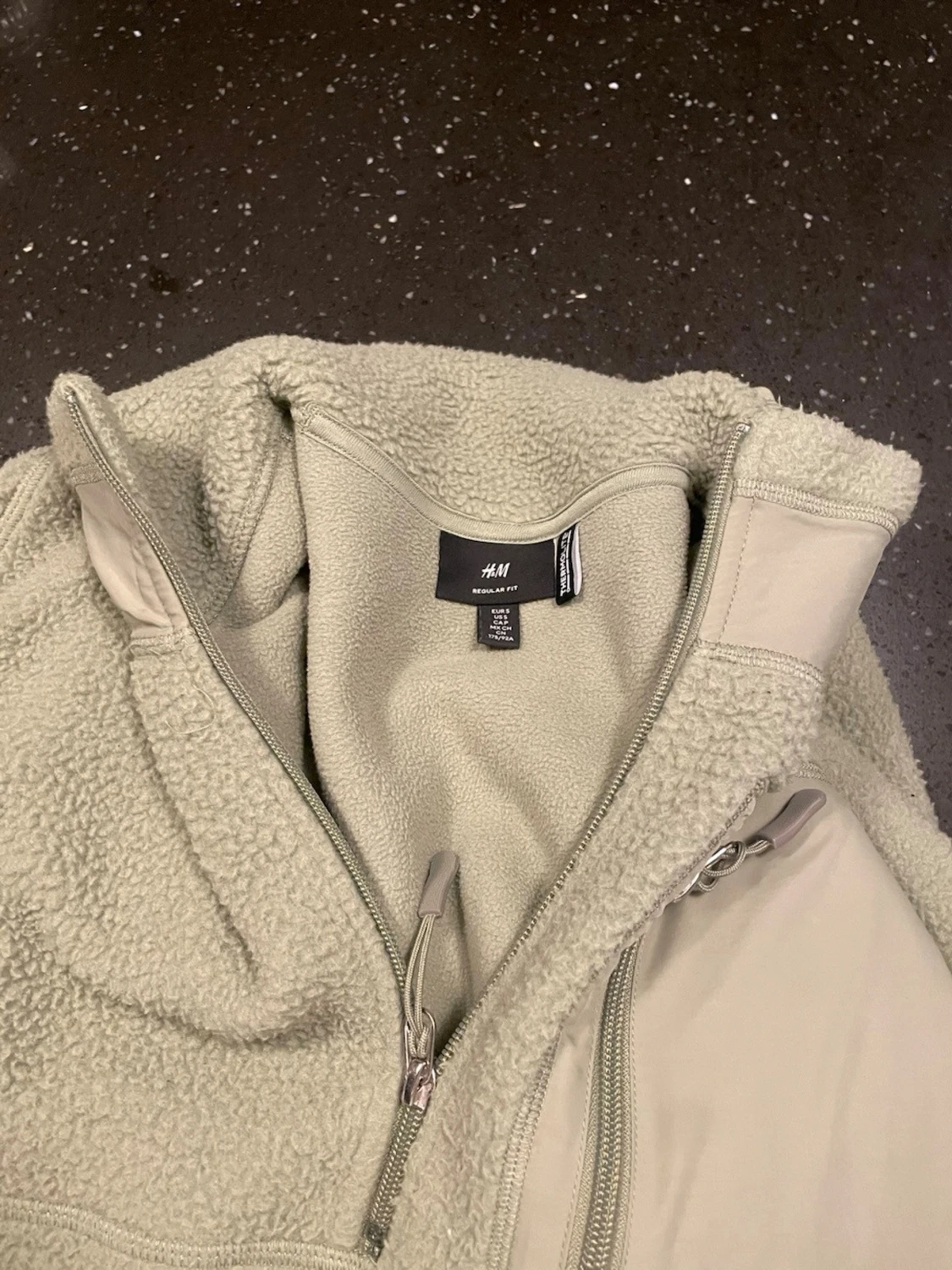 Ljusgrön fleece tröja med halv dragkedja - 2