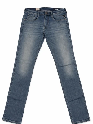 Blåa Replay anbass jeans  - Snygga Replay anbass jeans i mörkblå tvätt med slitningar och klassiska fem fickor. Rak passform och normal midja. Tillverkade i slitstarkt bomullsjeansmaterial. Perfekta för en avslappnad och stilren look.