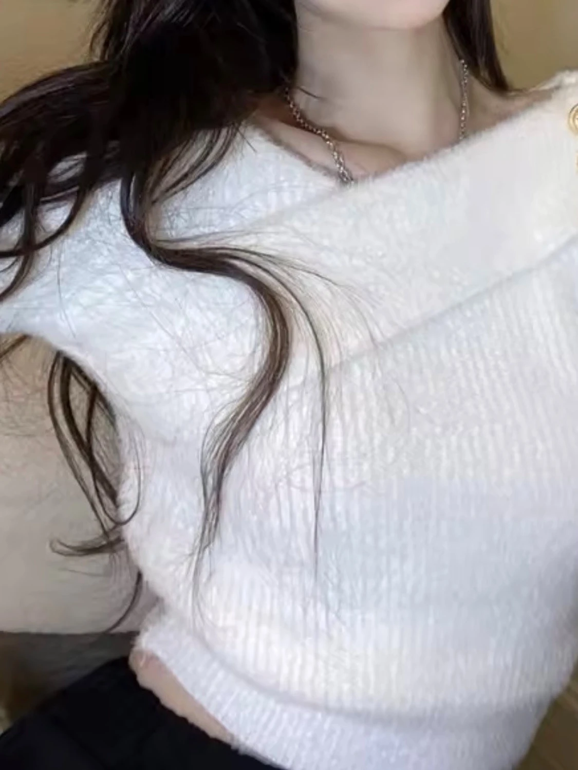 Vit offshoulder 1 sidan   tröja - 2