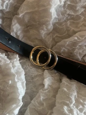 Svart bälte med guld spänne - Svart bälte med guldspänne från HM 