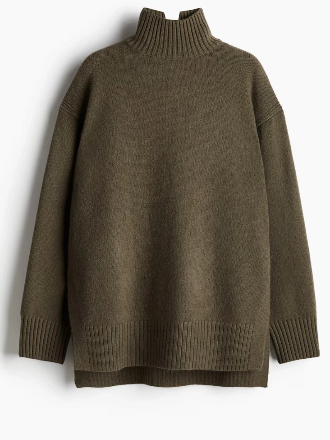 Olivgrön polotröja i ullmix
