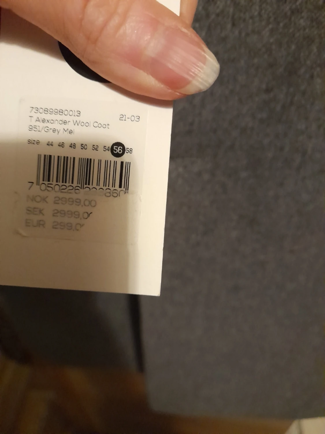 Grå ullrock från T Alexander, stl 56 - 1