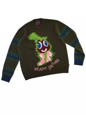 Grön stickad tröja Marc Jacobs - Cool grön stickad tröja från Marc Jacobs deras ” green strawberry Guy” sweater. Tröjan har inga defekter och är i mycelet fint skick skriv för egna bilder 🩷🩷🩷🩷