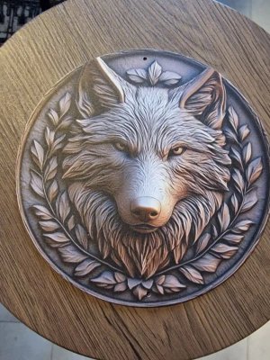 Skylt varg - Skylt varg. Aluminium. 20× 20 cm.