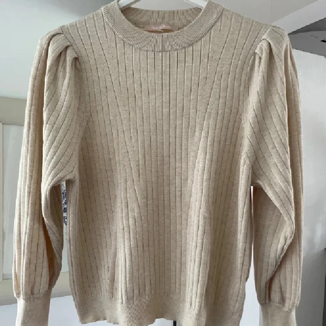Beige ribbad tröja Soft Rebels 