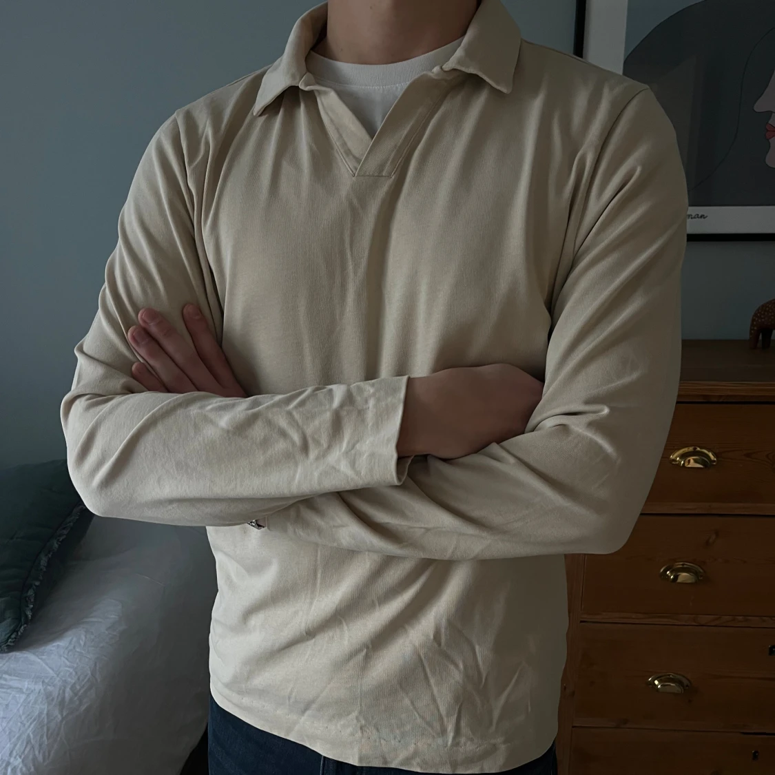 Beige långärmad pikétröja A Day’s March - 1