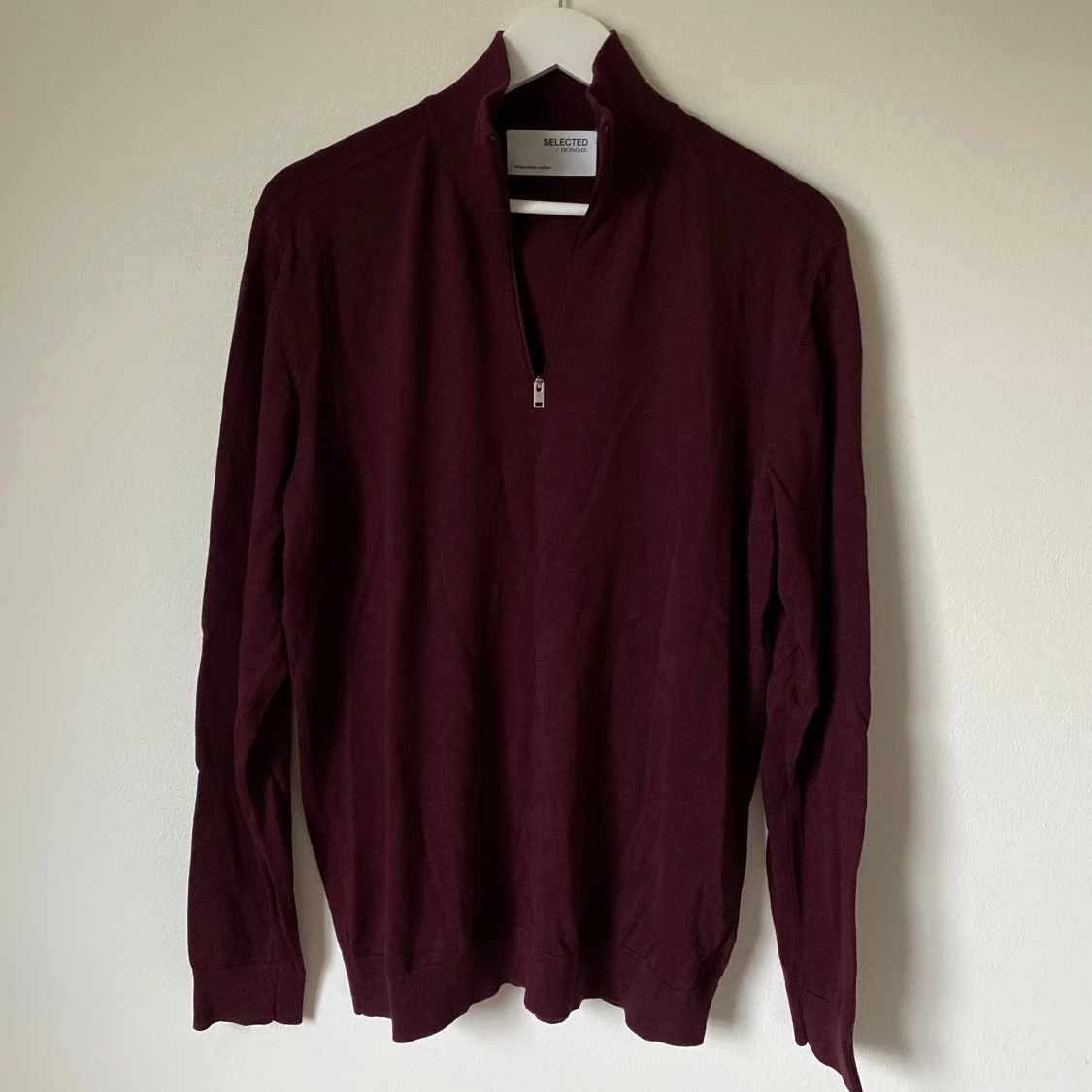 Vinröd half zip tröja Selected Homme