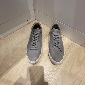 Grå sneakers från Björn Borg - Snygga grå sneakers från Björn Borg med stilren design och platt vit sula. Skorna har rund tå, snörning och är tillverkade i mocka med diskret logga på sidan. Perfekta för dig som gillar minimalistisk stil och vill ha ett par fräscha sneakers till vardags.