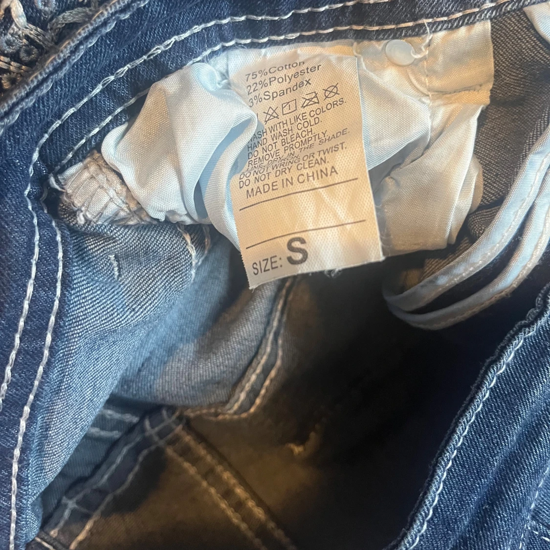 Blå jeans med broderade fickor, S - 3