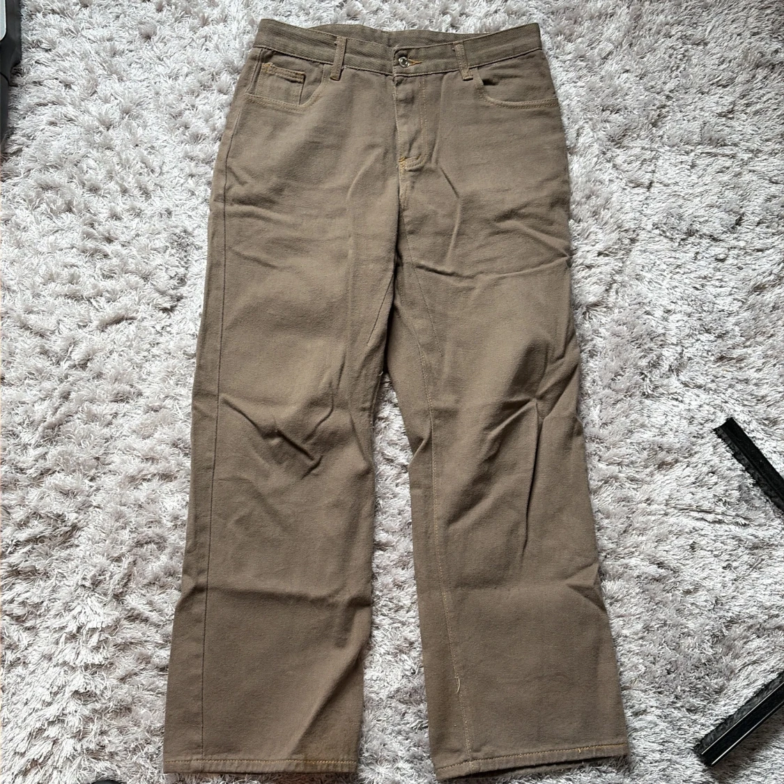 Beiga raka byxor/jeans i bomullsblandning XL NYA