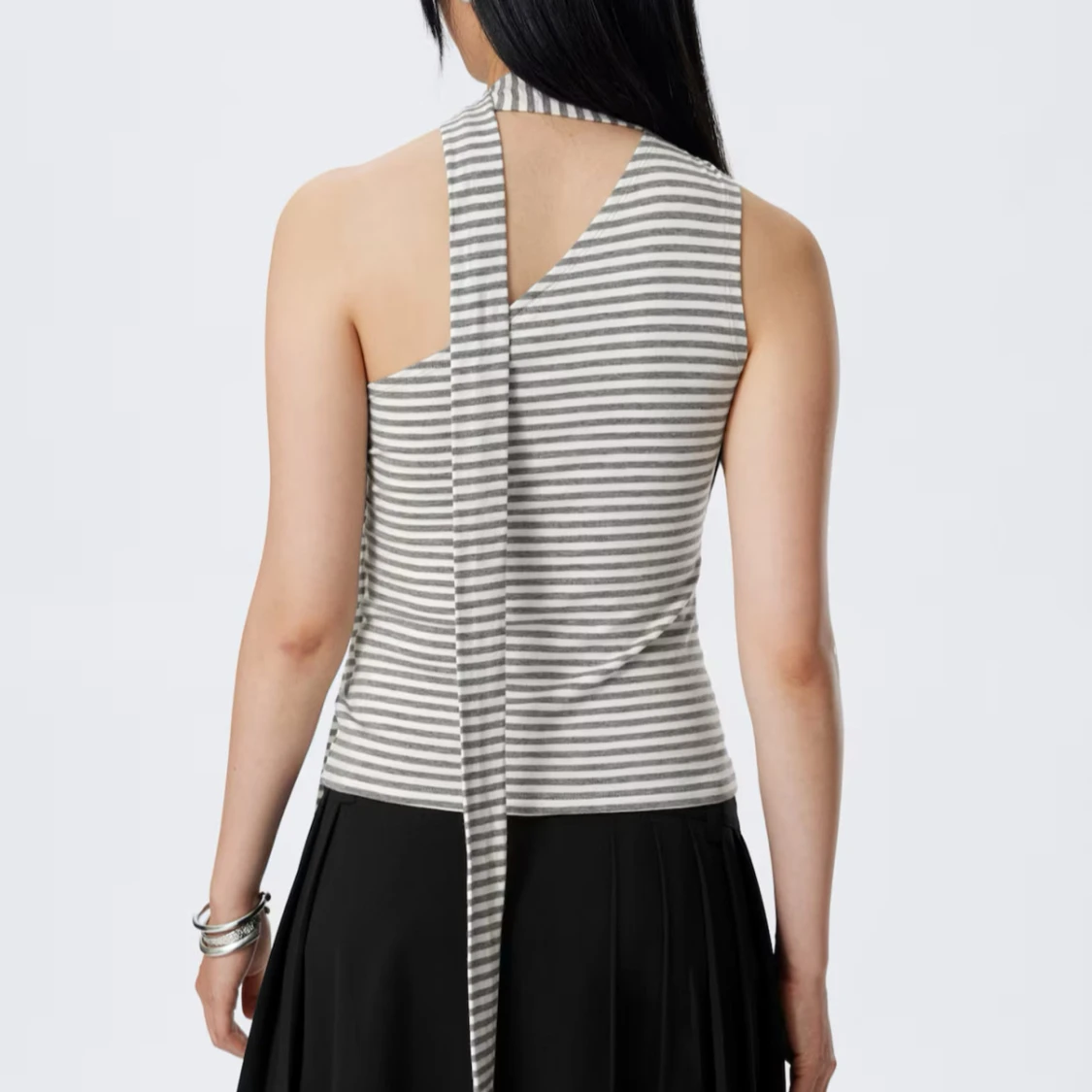 Randig asymmetrisk topp med knyt - 2