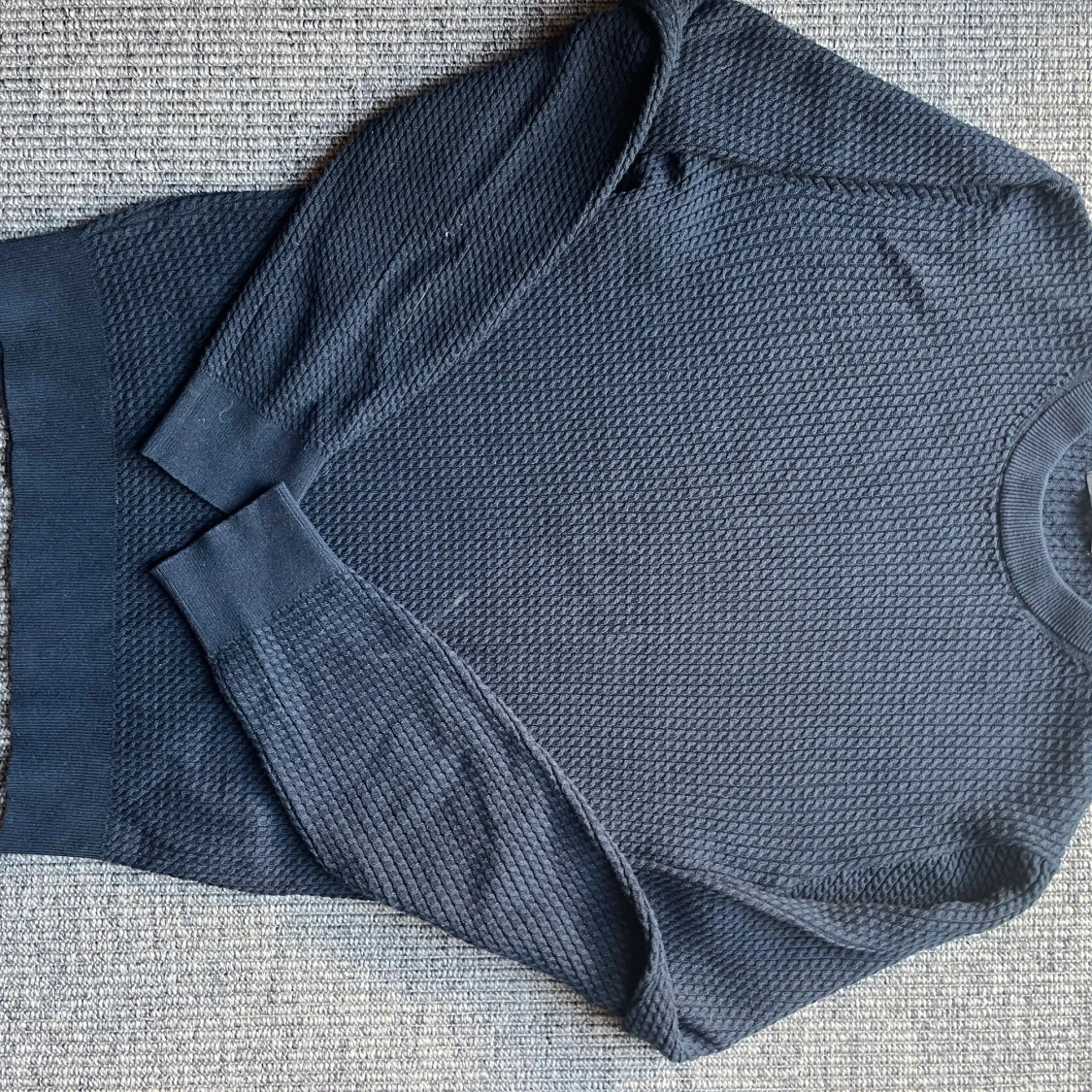 Mörkblå stickad tröja Dressmann S - 1