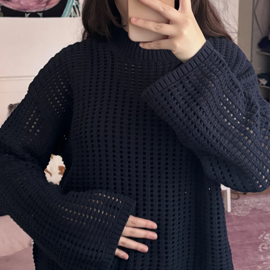 Mörkblå stickad tröja - 1