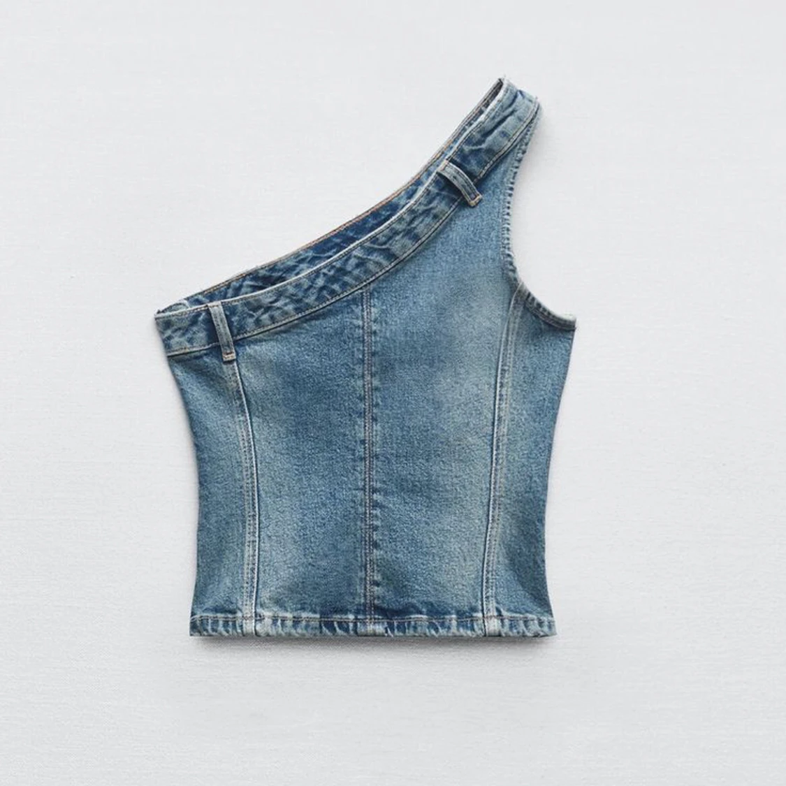 Jeans one shoulder topp från Zara - 1