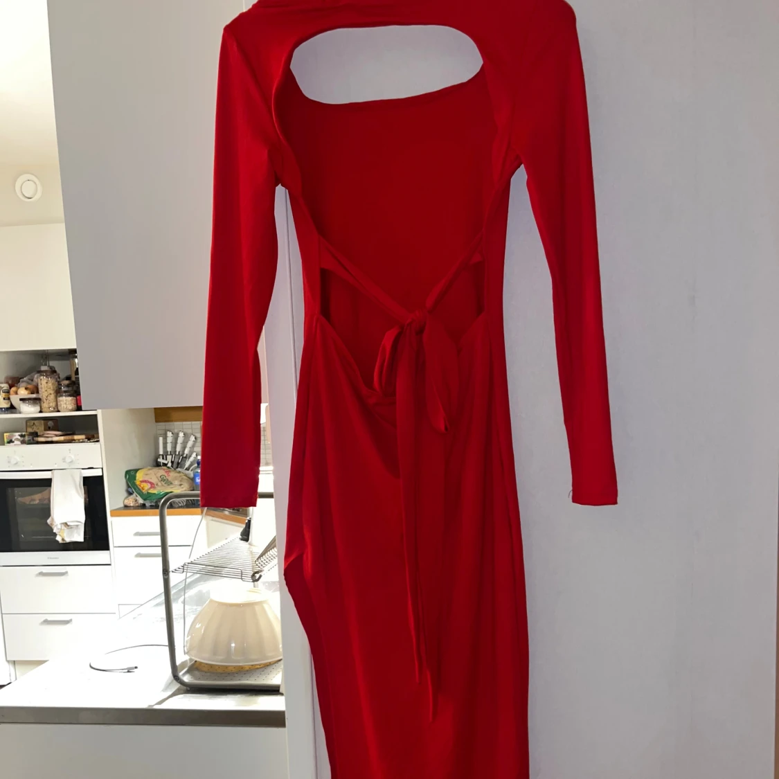 Röd långärmad klänning från SHEIN - 1