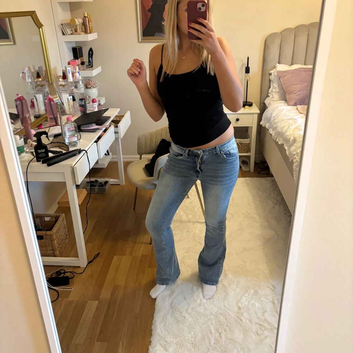 Mörkblå lågmidjade jeans - 1