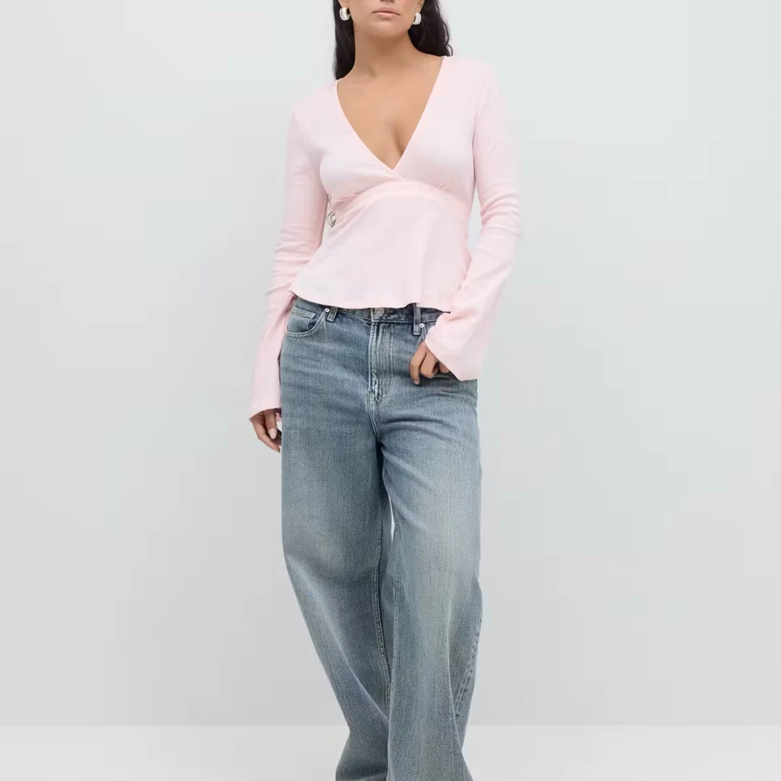 Ljusrosa omlottopp med knytband - 2