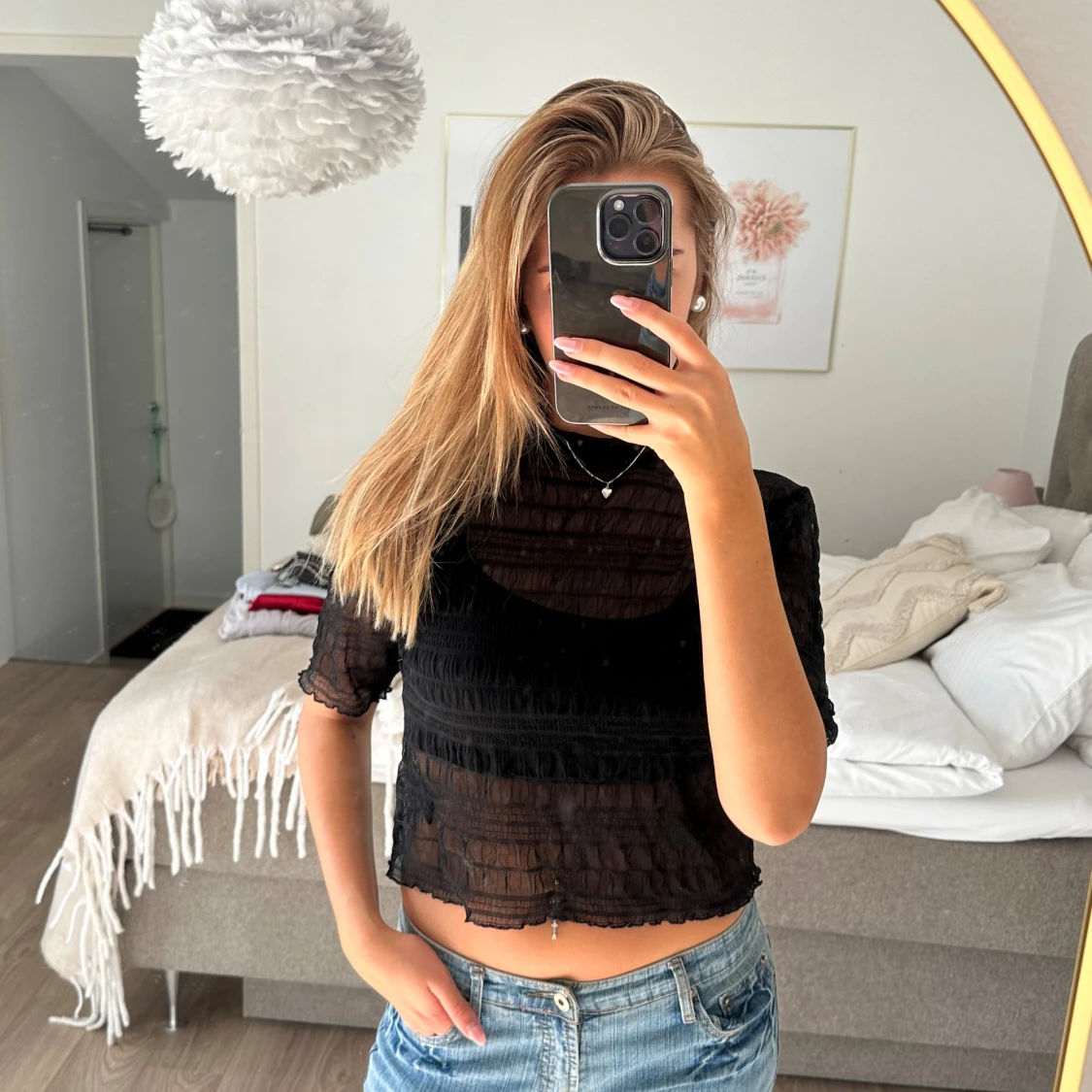 Svart transparent polotopp