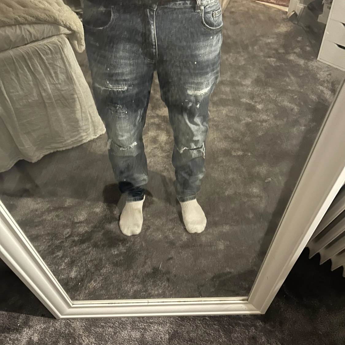 Blå slitna jeans med skinny fit - 2