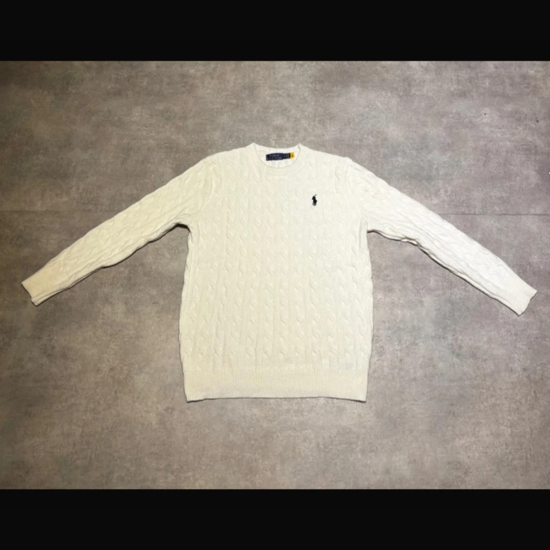 Vit kabelstickad tröja Polo Ralph Lauren