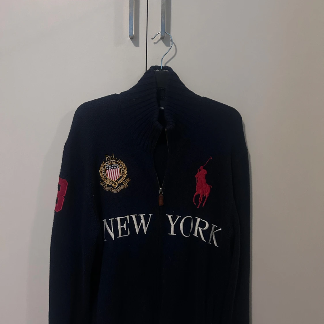 Mörkblå stickad kofta Polo Ralph Lauren