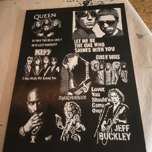 Rocklegender – Ikoniska band och artister - Jag målar tavlor och vill veta intresset av att köpa. (Denna tavla säljer jag inte!) men det är ett exempel lite på vad jag kan måla. Man kan komma med önskemål om vad som helst. Vill först se intresset av att köpa sånna här tavlor och hur mycket man kan lägga på dem ☺️Skriv gärna ifall man skulle vara intressad eller har en önska på en tavla 🥰