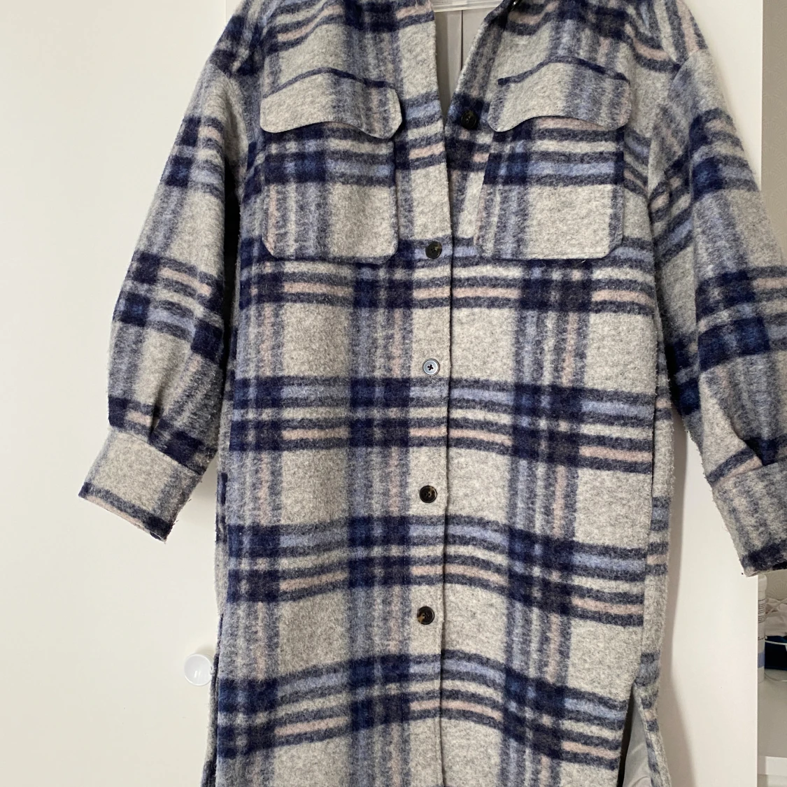 Rutig overshirt från H&M i ullmix XS
