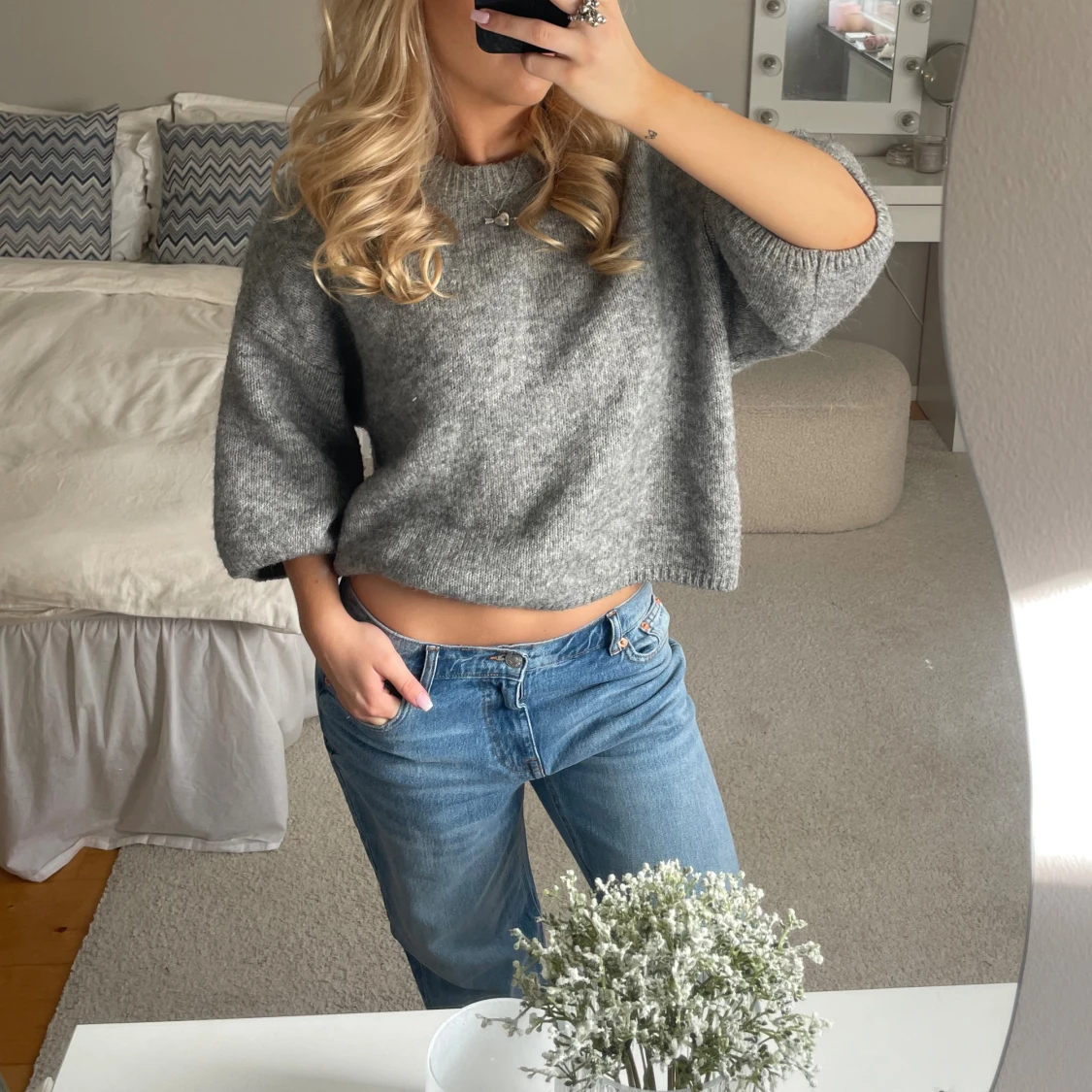 Stickad Trekvartsärmad topp - 1